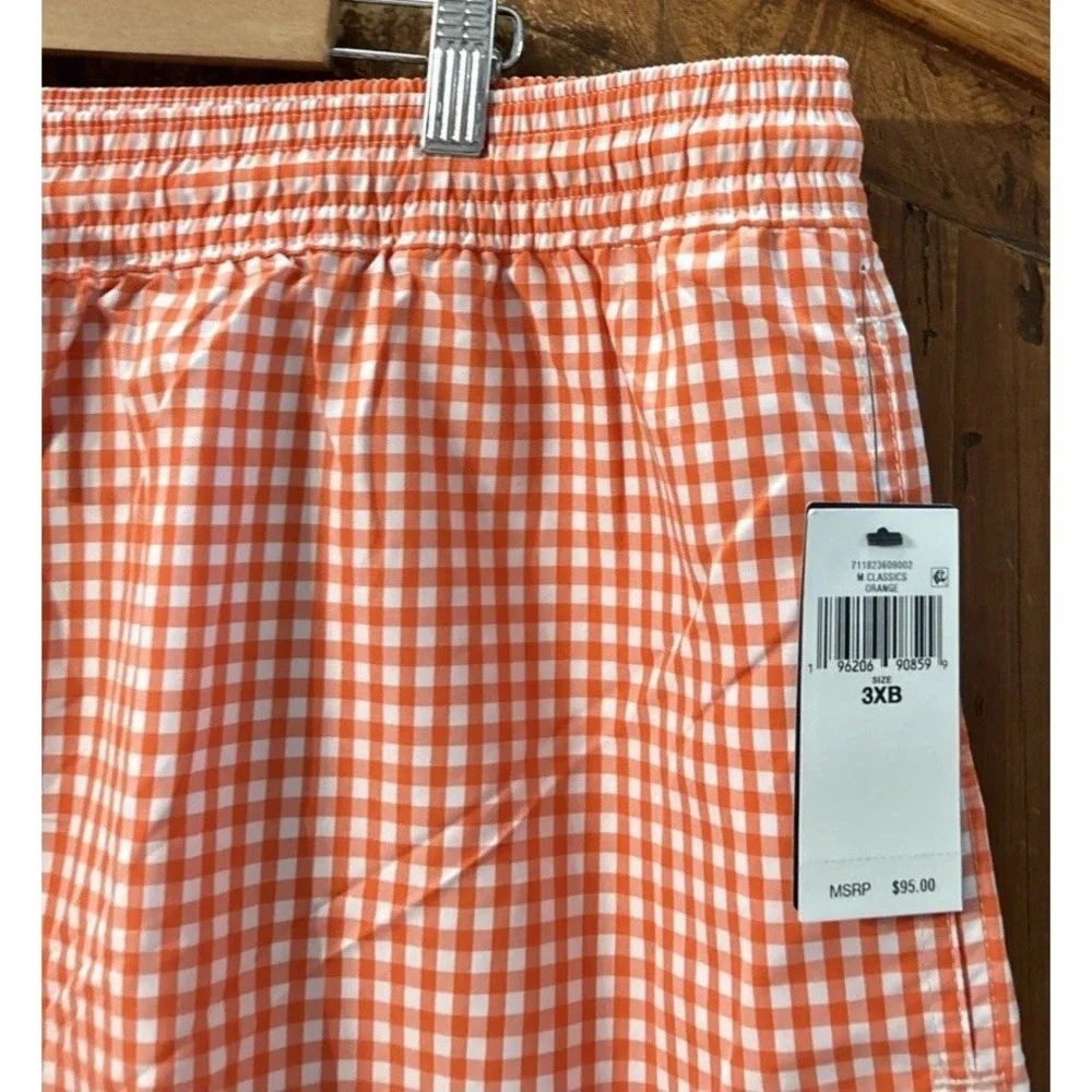 Mens NWT Polo‎ Ralph Lauren Big & Tall  Traveler Swim Trunks Check 3XB $95 Lined
